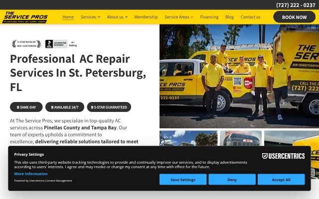 The Service Pros's page as the assistant saw it