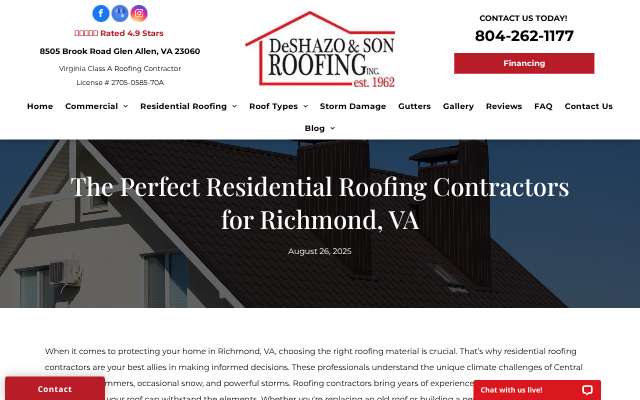 DeShazo and Son Roofing, Inc.'s page as the assistant saw it