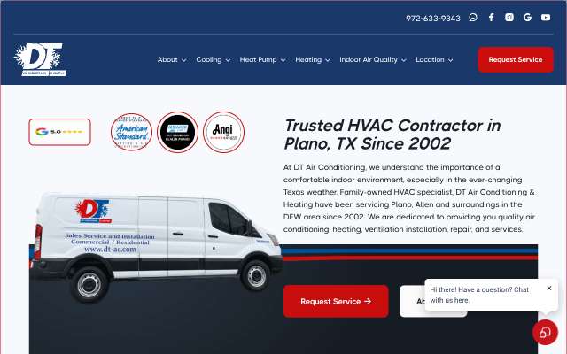 DT Air Conditioning & Heating's page as the assistant saw it