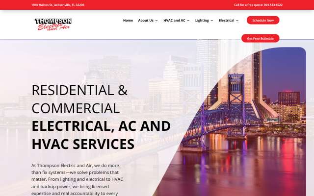 Thompson Electric and Air's page as the assistant saw it