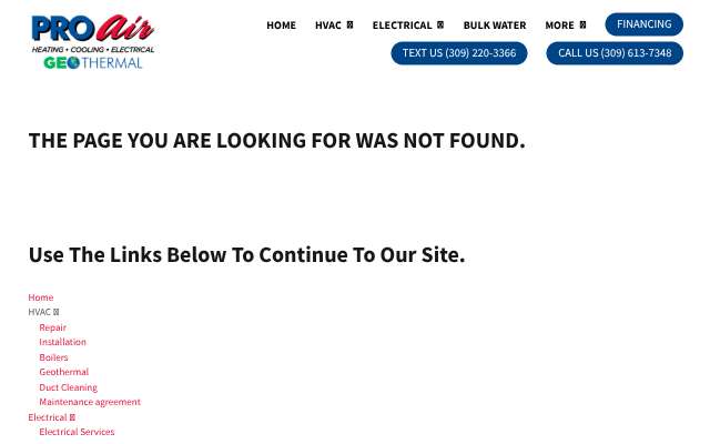 PRO Air Heating - Cooling - Electrical - Geothermal's page as the assistant saw it