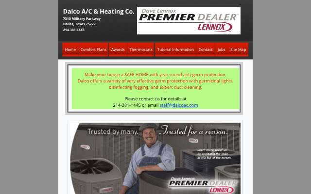 Dalco Air Conditioning & Heating Company's page as the assistant saw it