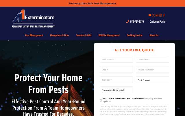 Ultra Safe Pest Management's page as the assistant saw it