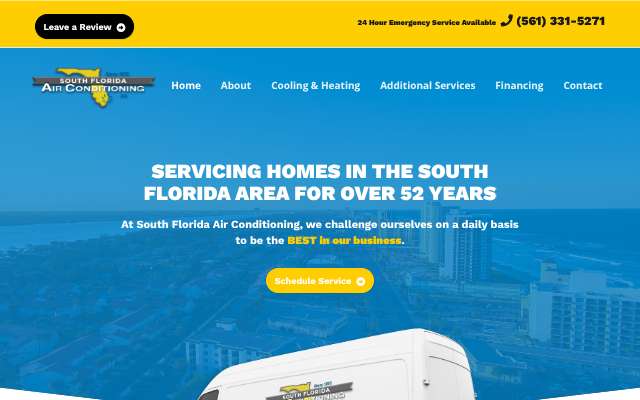South Florida Air Conditioning's page as the assistant saw it