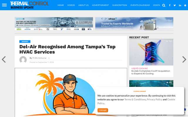 Del-Air Plumbing, Air Conditioning and Electric's page as the assistant saw it