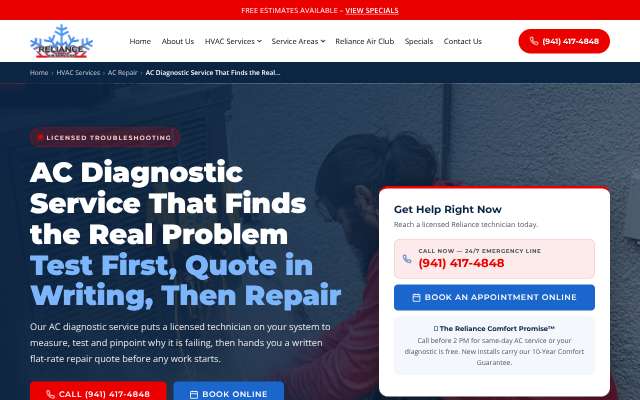 Reliance Air Services, Inc.'s page as the assistant saw it