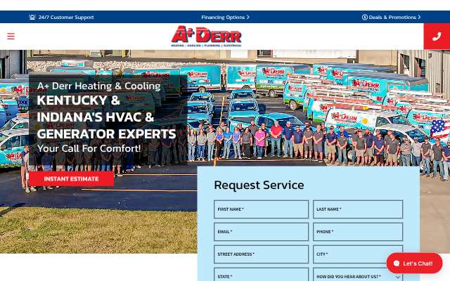 A+ Derr Heating & Cooling's page as the assistant saw it