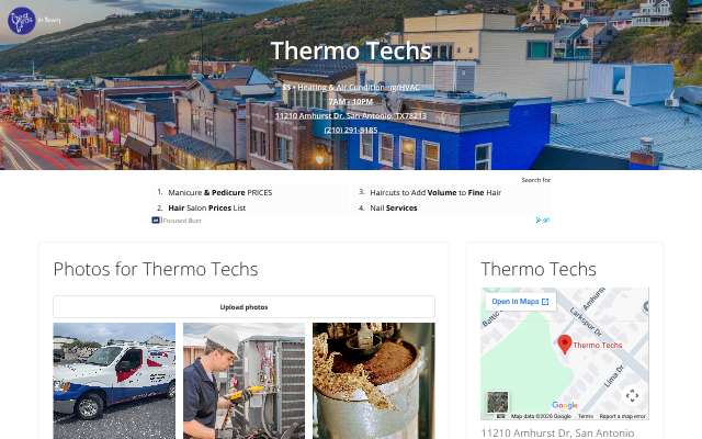 Thermo Techs's page as the assistant saw it