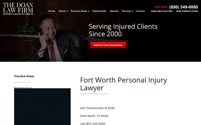 The Doan Law Firm's page as the assistant saw it
