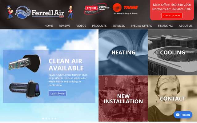 Ferrell Air LLC's page as the assistant saw it