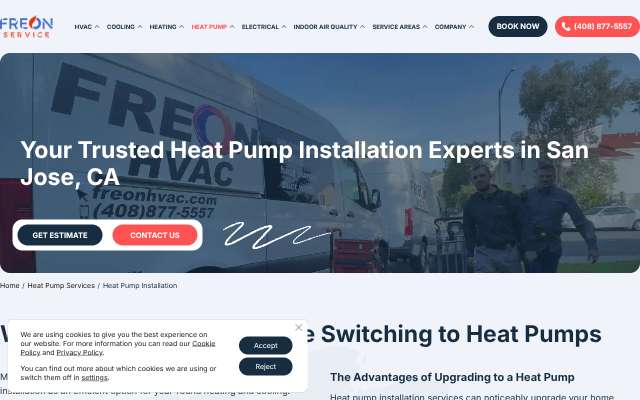Freon HVAC's page as the assistant saw it