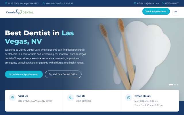 Comfy Dental Care's page as the assistant saw it
