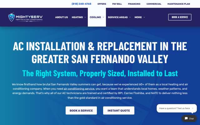 MightyServ's page as the assistant saw it