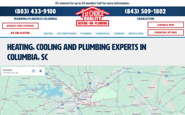 1st Choice Quality Heating, Air, Plumbing's page as the assistant saw it