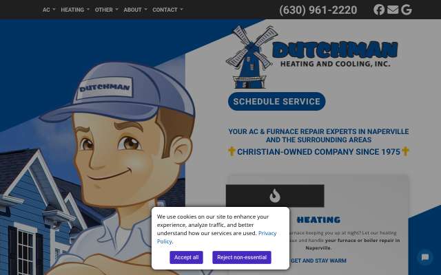 Dutchman Heating and Cooling's page as the assistant saw it