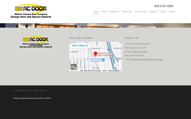 Page cited for Alberts Custom Door Company