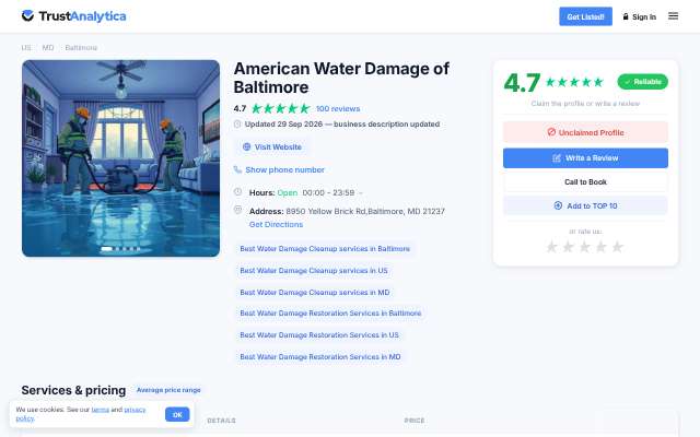 Page cited for American Water Damage of Baltimore