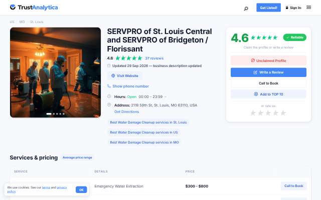 Page cited for SERVPRO of St. Louis Central