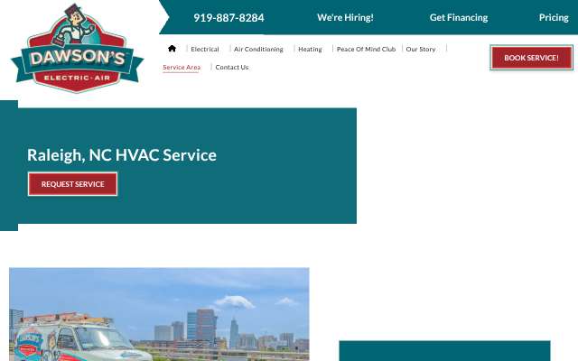 Dawson's Electric & Air's page as the assistant saw it