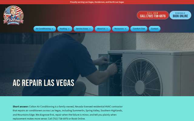 Colton Air Conditioning's page as the assistant saw it