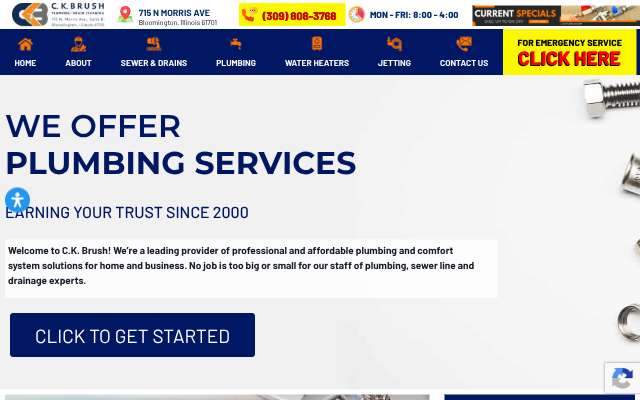 C.K. Brush Plumbing and Drain Cleaning's page as the assistant saw it
