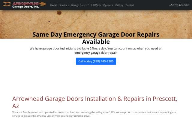 Arrowhead Doors's page as the assistant saw it