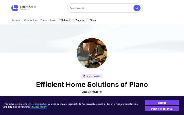 Efficient Home Solutions of Plano's page as the assistant saw it