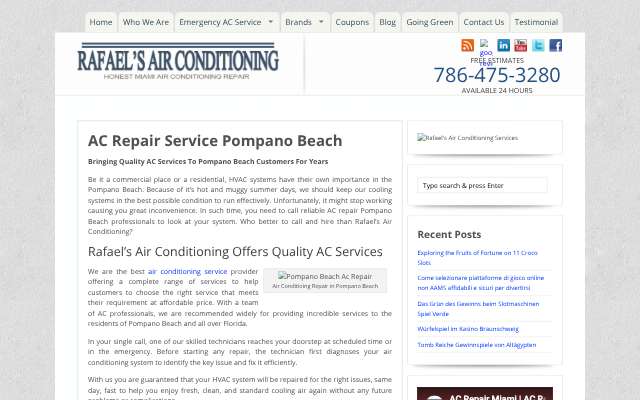 Rafael's Air Conditioning's page as the assistant saw it