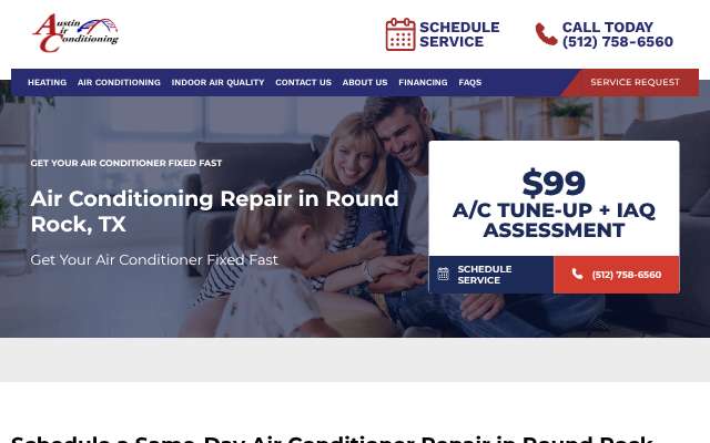 Austin Air Conditioning's page as the assistant saw it