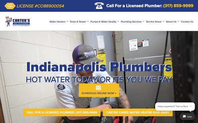 Carter's My Plumber's page as the assistant saw it