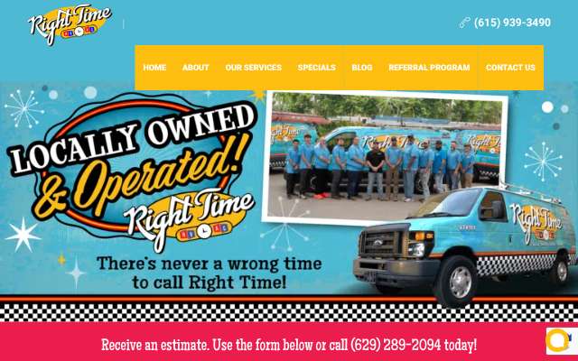 Right Time HVAC Services's page as the assistant saw it