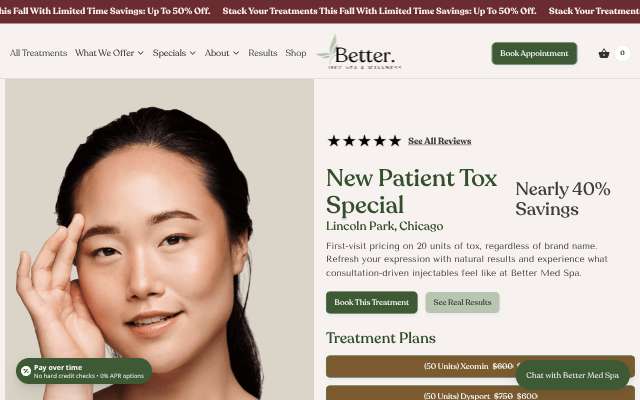 Better Med Spa (Lincoln Park)'s page as the assistant saw it