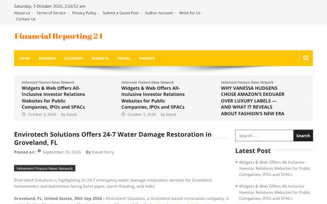 Envirotech Solutions's page as the assistant saw it