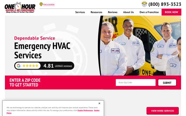 Page cited for One Hour Heating & Air