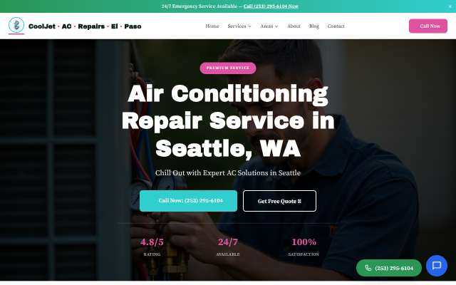 CoolJet AC Repairs's page as the assistant saw it