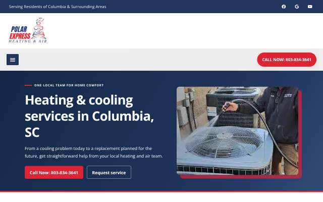 Polar Express Heating and Air's page as the assistant saw it