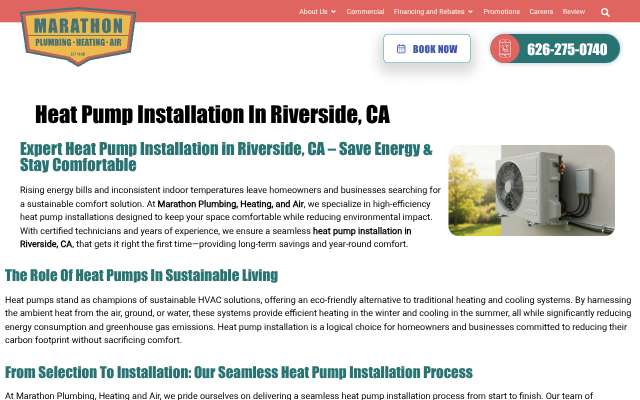 Marathon Plumbing, Heating, and Air's page as the assistant saw it