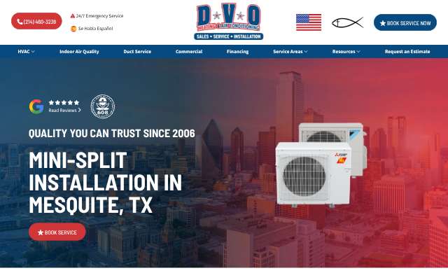 DVO Heating & Air Conditioning's page as the assistant saw it