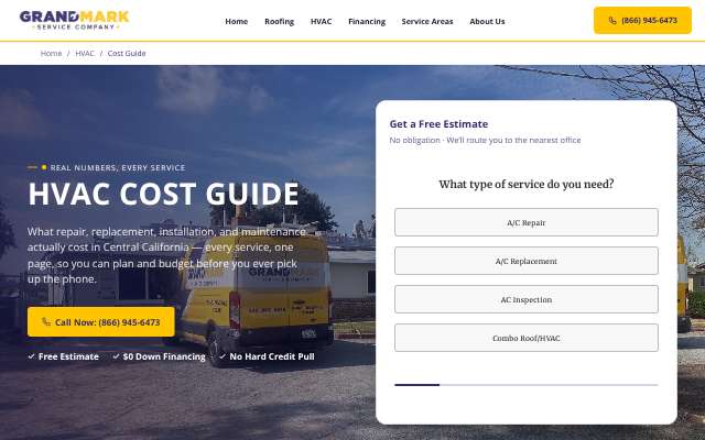 Grandmark Service Company's page as the assistant saw it
