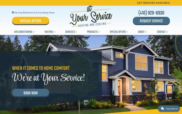 At Your Service Heating & Cooling LLC's page as the assistant saw it