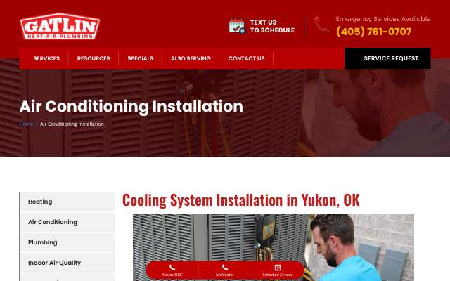 Gatlin Heat & Air's page as the assistant saw it