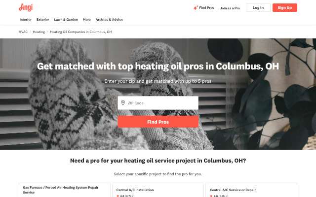 Heating & AC Systems's page as the assistant saw it