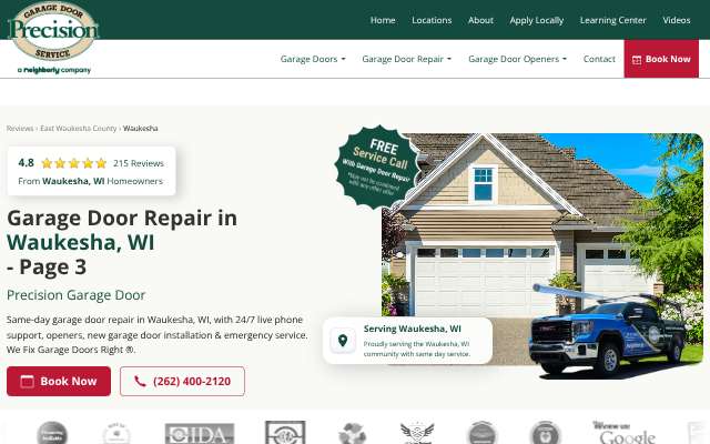 Precision Door Service of Southeastern Wisconsin's page as the assistant saw it