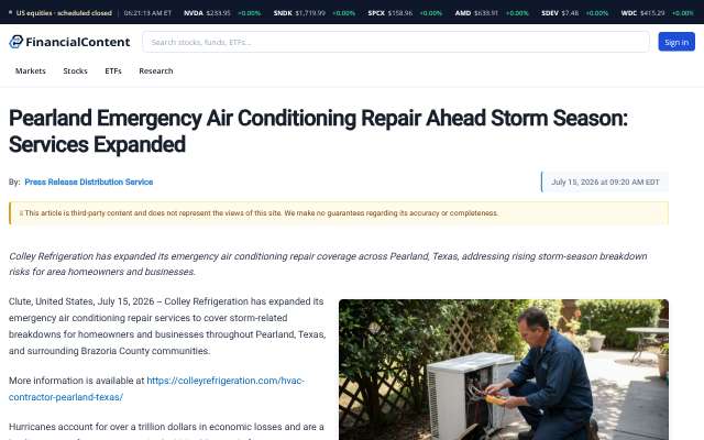 Colley Refrigeration's page as the assistant saw it
