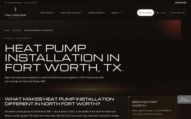 Fish Premier HVAC's page as the assistant saw it