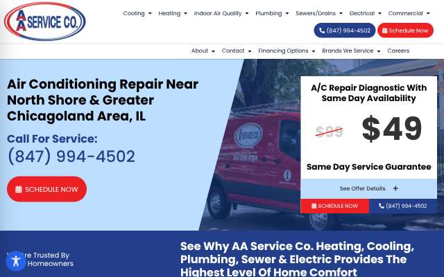 AA Service Co.'s page as the assistant saw it