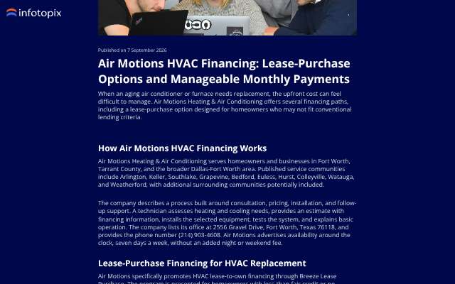 Air Motions (lease-to-own)'s page as the assistant saw it