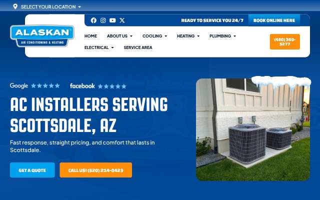 Alaskan Air Conditioning & Heating's page as the assistant saw it