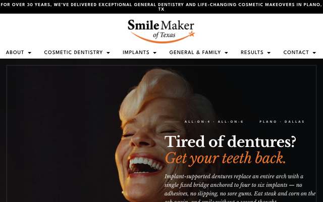 Smile Maker of Texas's page as the assistant saw it