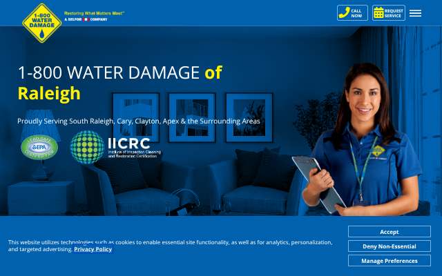 1-800 Water Damage of Raleigh's page as the assistant saw it